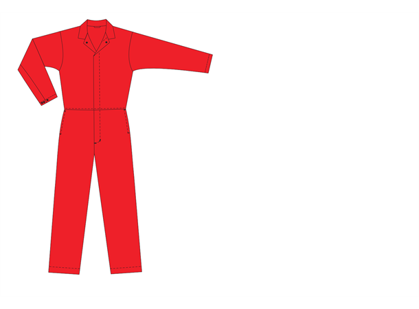 2-7009-010-4060 Kjeledress Rød str 46 Praktisk Arbeidsoverall 