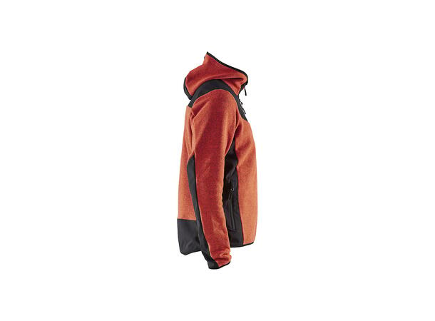 5940 Strikkejakke Brentrød/Svart XS Børstet Fleece 