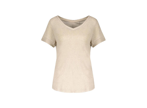 Lily V-neck Sand Melange XS T-shirt med V-hals 